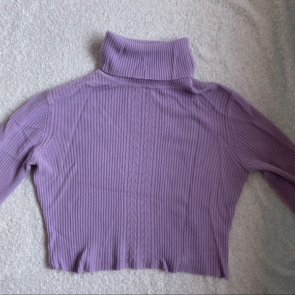 *SOLD* Purple Cropped Turtleneck Sweater - Picture 2 of 5